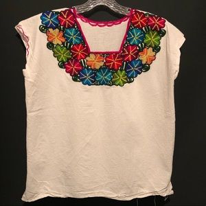 Traditional Mexican bordado embroidered blouse